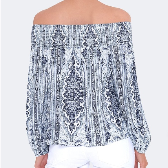 Alice + Olivia Blue Viola Off-the-shoulder Top - Picture 2 of 4